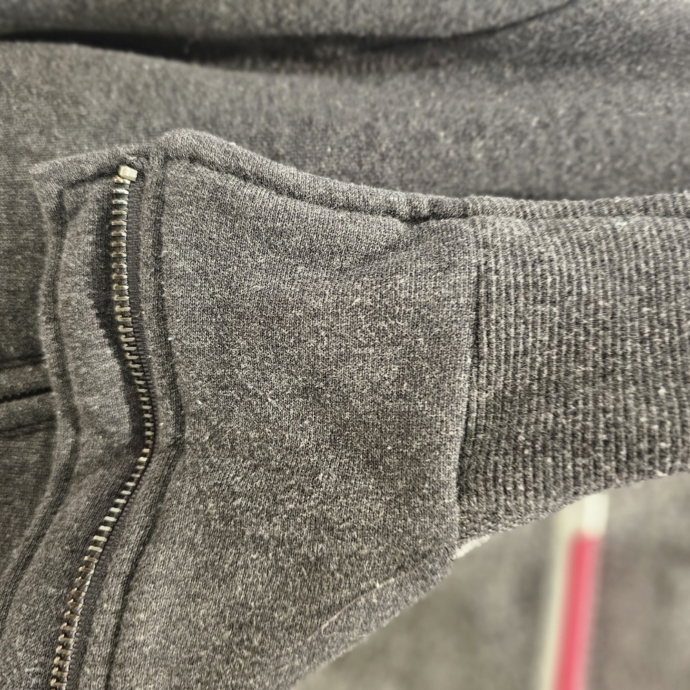 Max Jeans Gray Knit Moto Jacket L Asymmetrical Zip Fleece Lined Cotton Blend - Picture 4 of 12